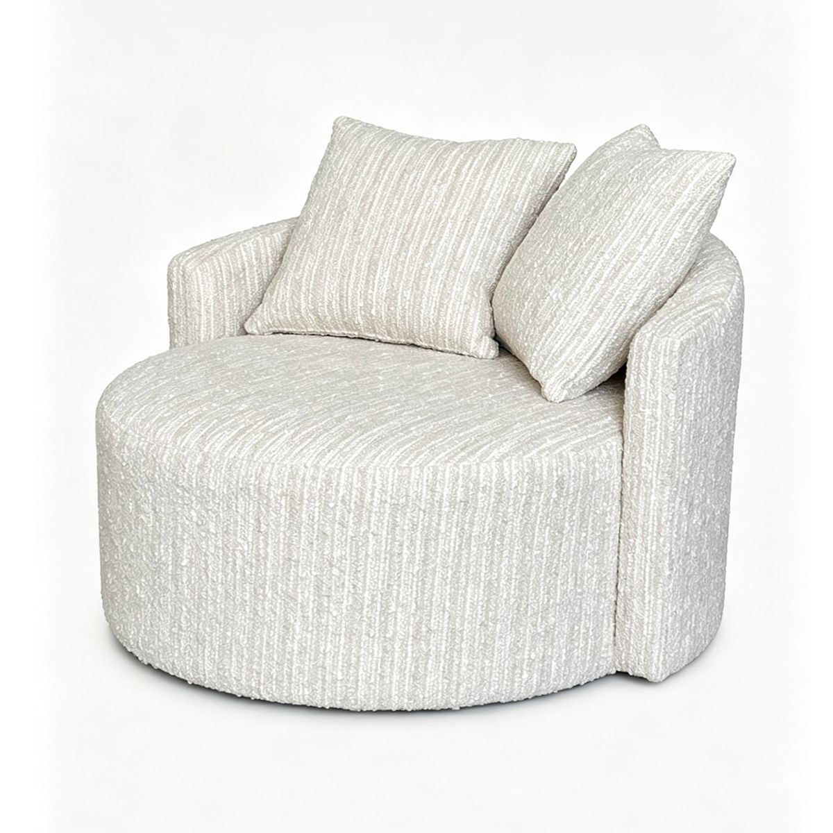 Noemi lenestol med sving (111x108x88) Grovvevd beige/krem melert