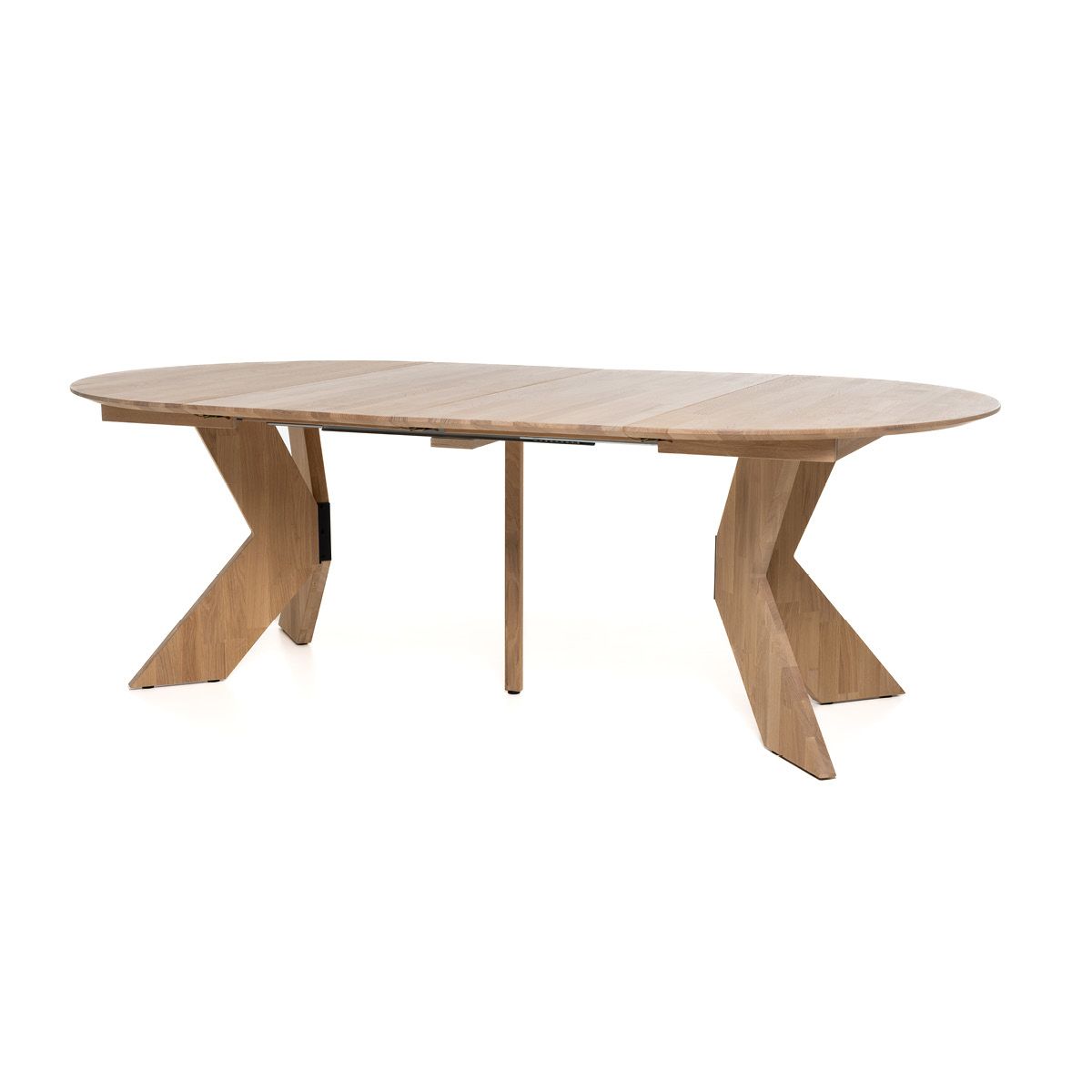 Aspen rundt spisebord ø120 (320) med 4 tilleggsplater hvitoljet heltre eik