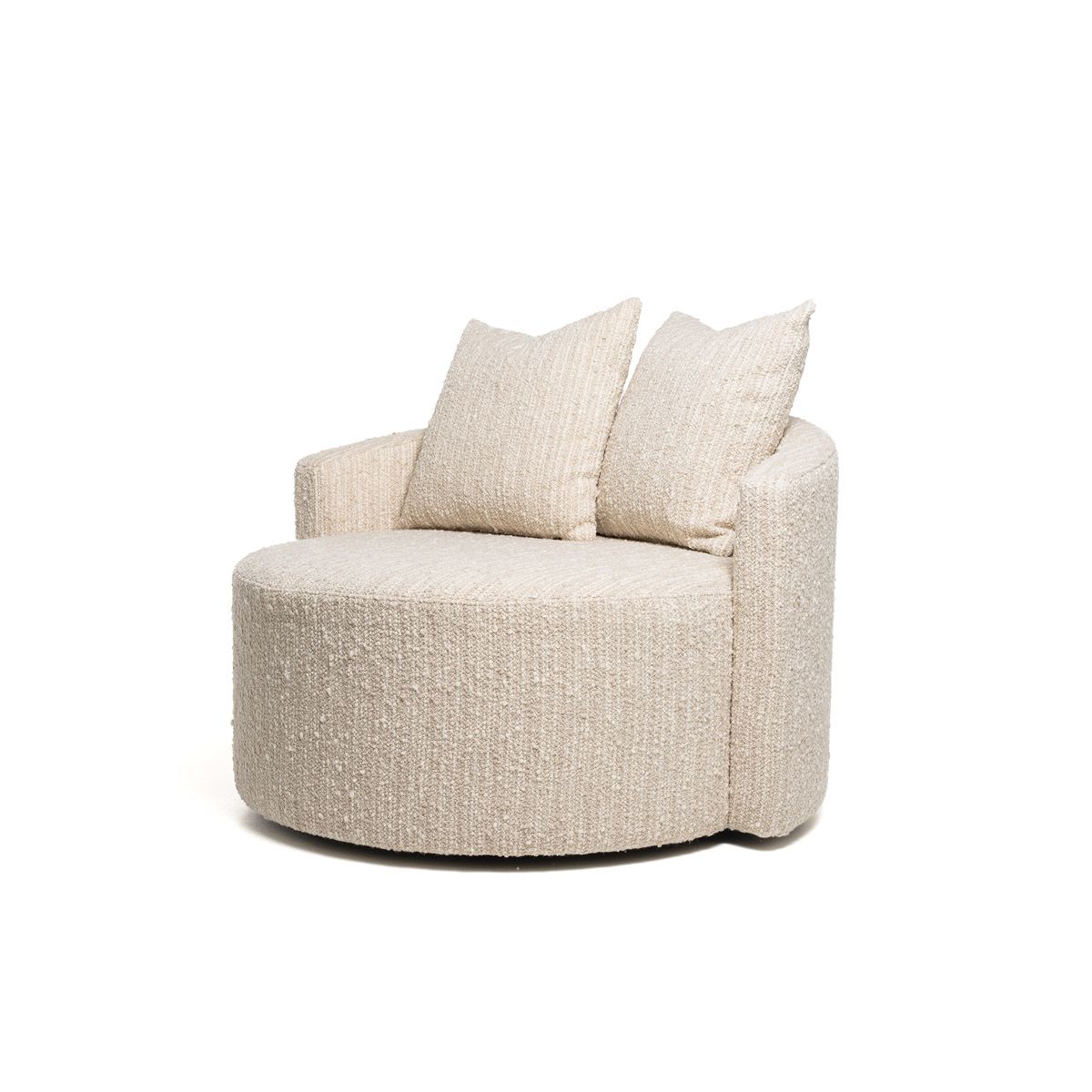 Noemi lenestol med sving (111x108x88) Grovvevd beige/krem melert