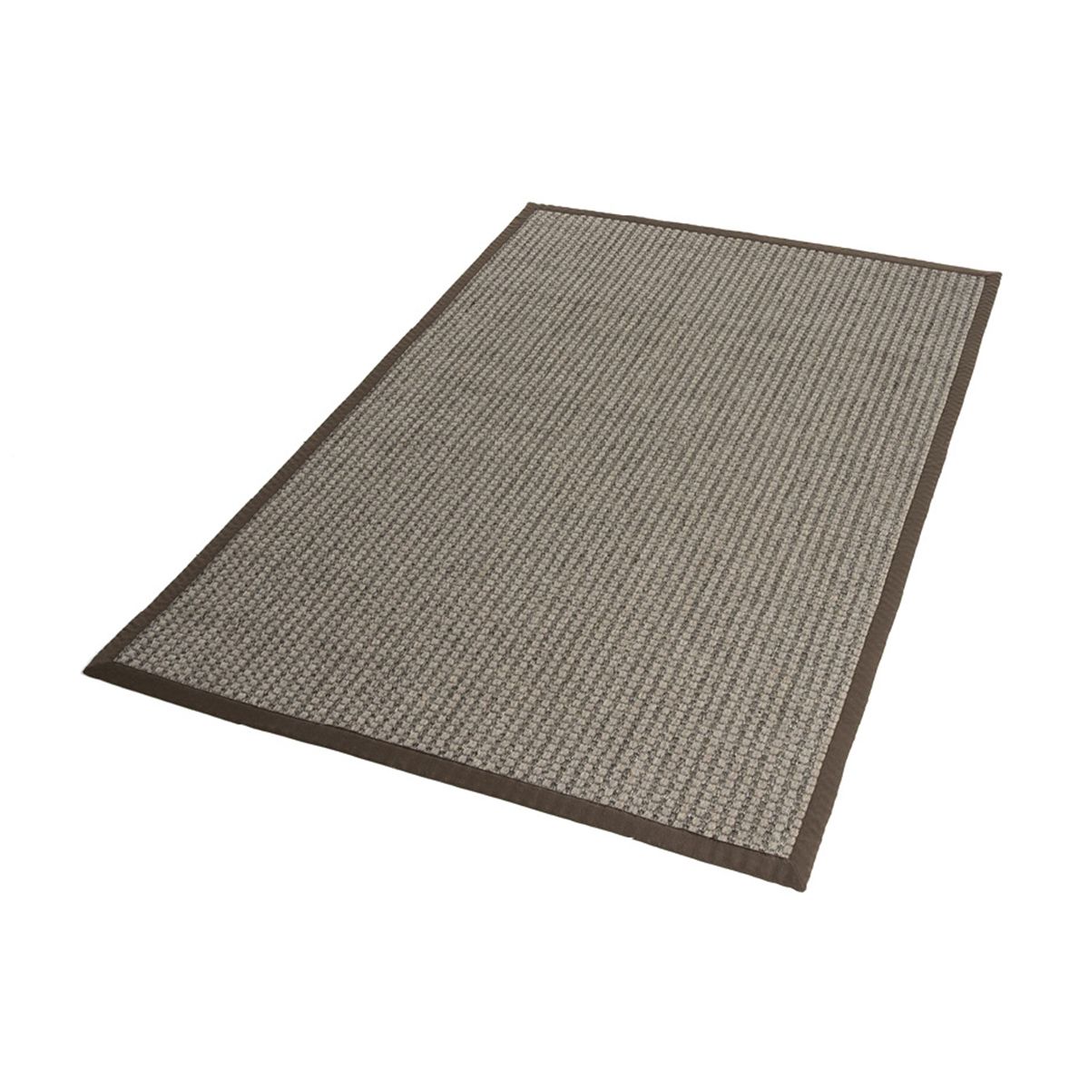 Ull/sisal teppe Chunky (250x350- gråbrun/brun kant)