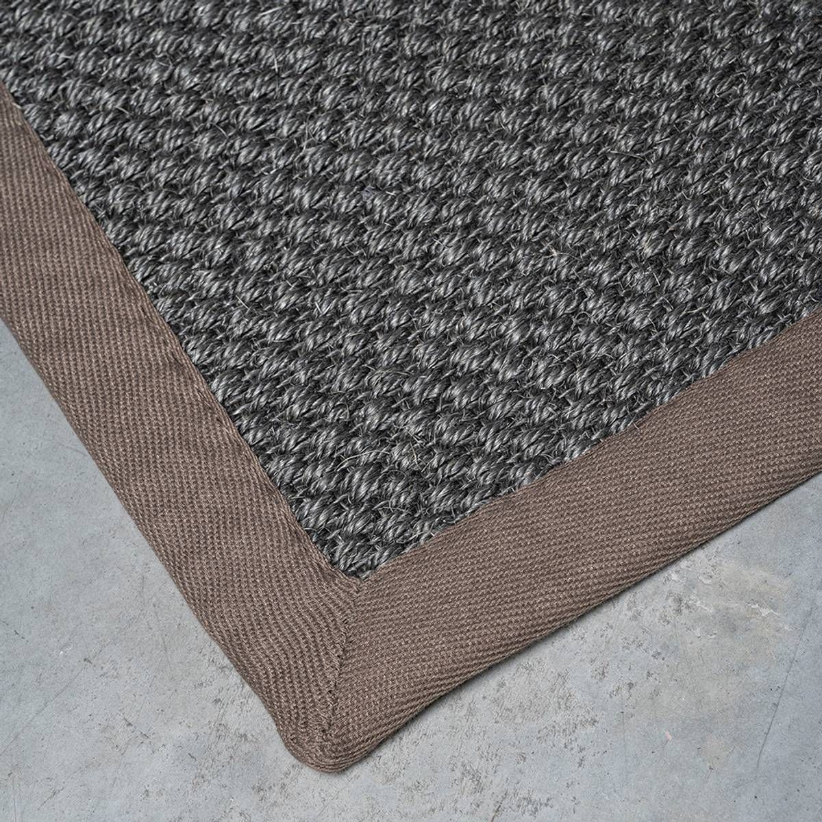 Sisal teppe (90x200 - Antrasitt/brun kant)