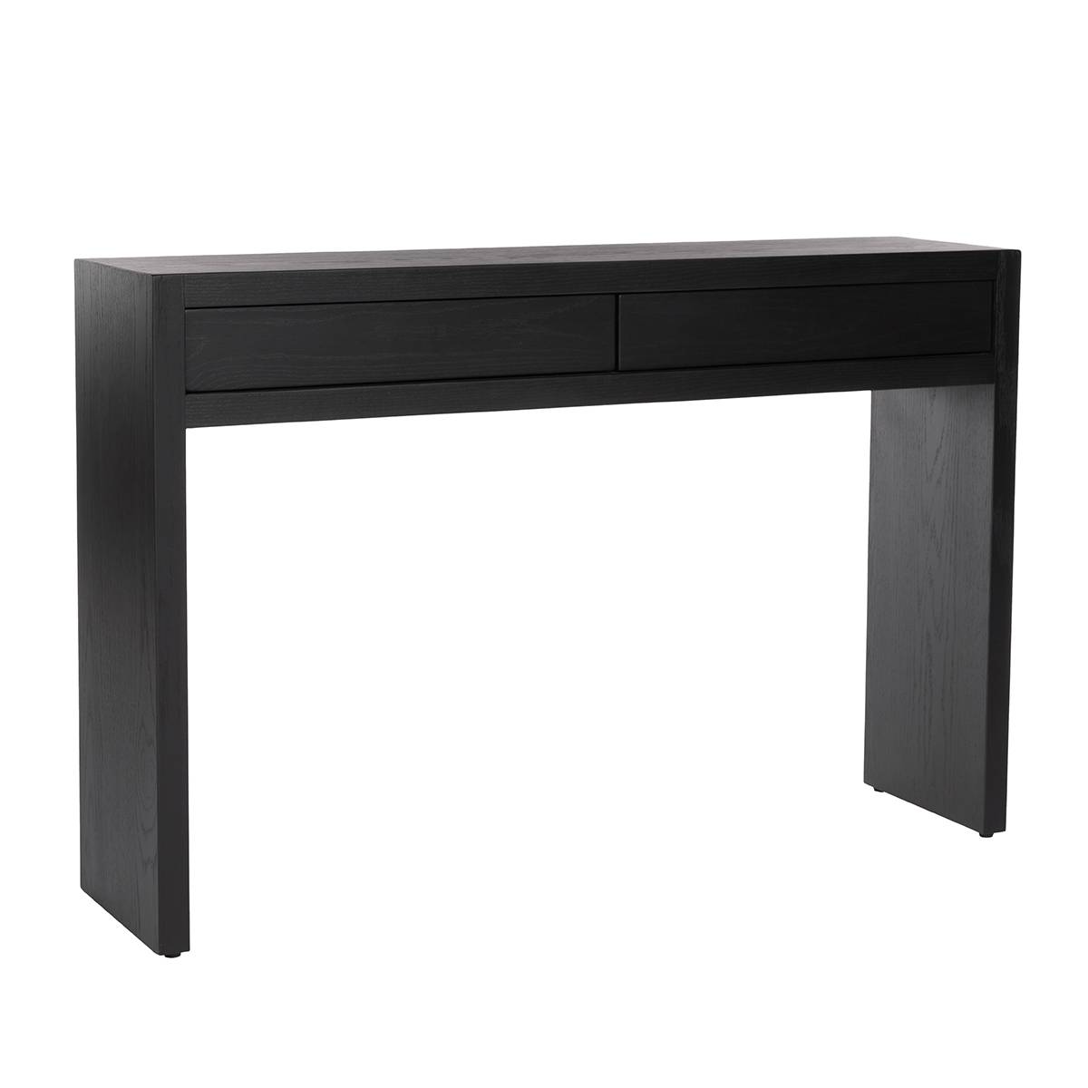Mood smalt konsollbord med to skuffer (sort eik 120x30x80)