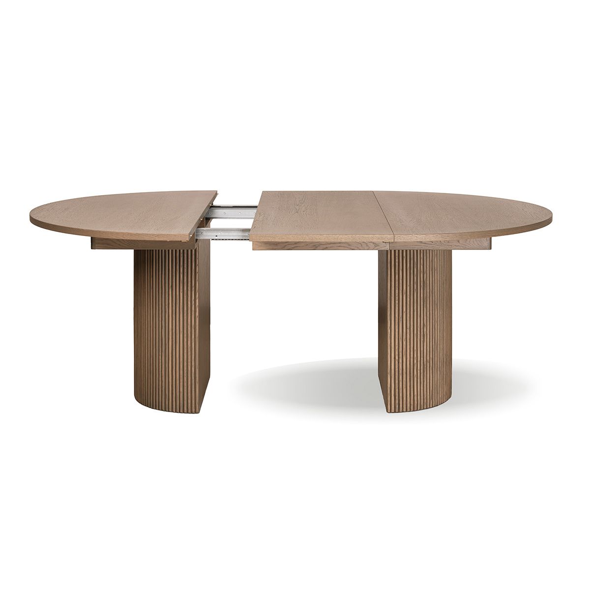 Noor rundt spisebord ø110 (260) med 3 tilleggsplater (gråoljet eik)