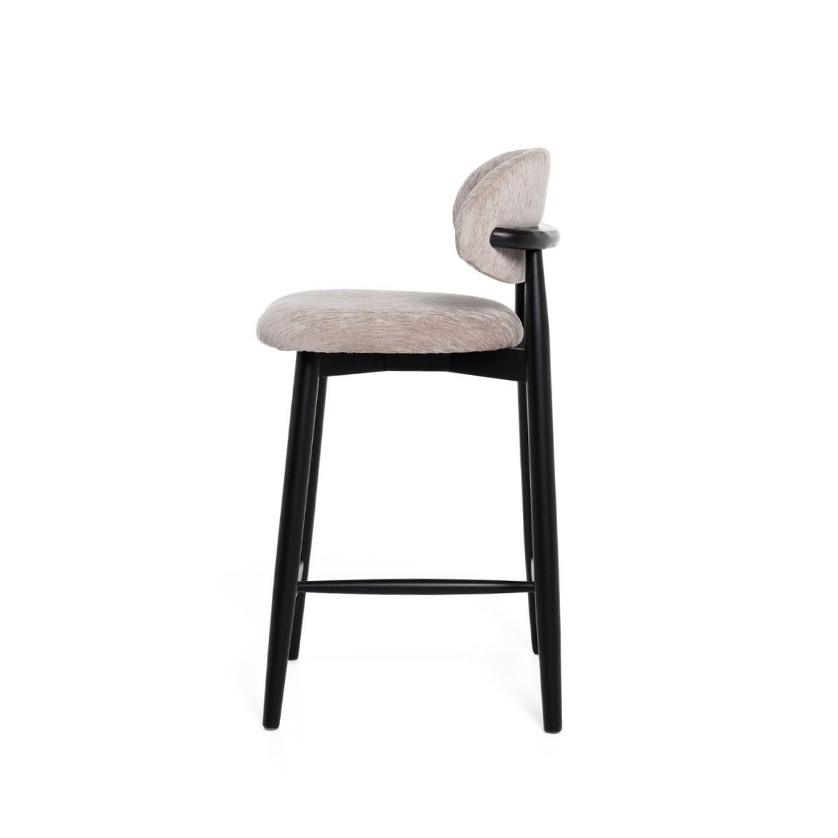 Malmø barstol heltre sort eik (stoff Boston beige)