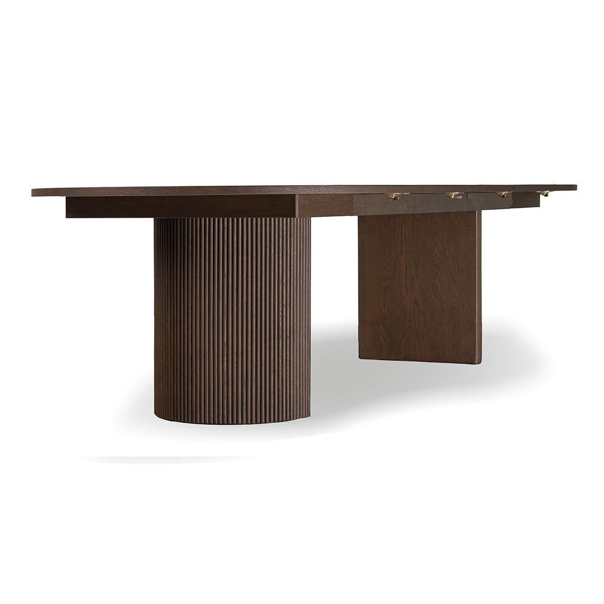 Noor rundt spisebord ø110 (260) med 3 tilleggsplater (røkt eik)