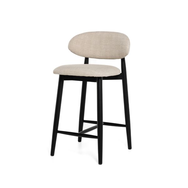 Hovedbilde Malmø barstol heltre sort eik (stoff Lin beige)