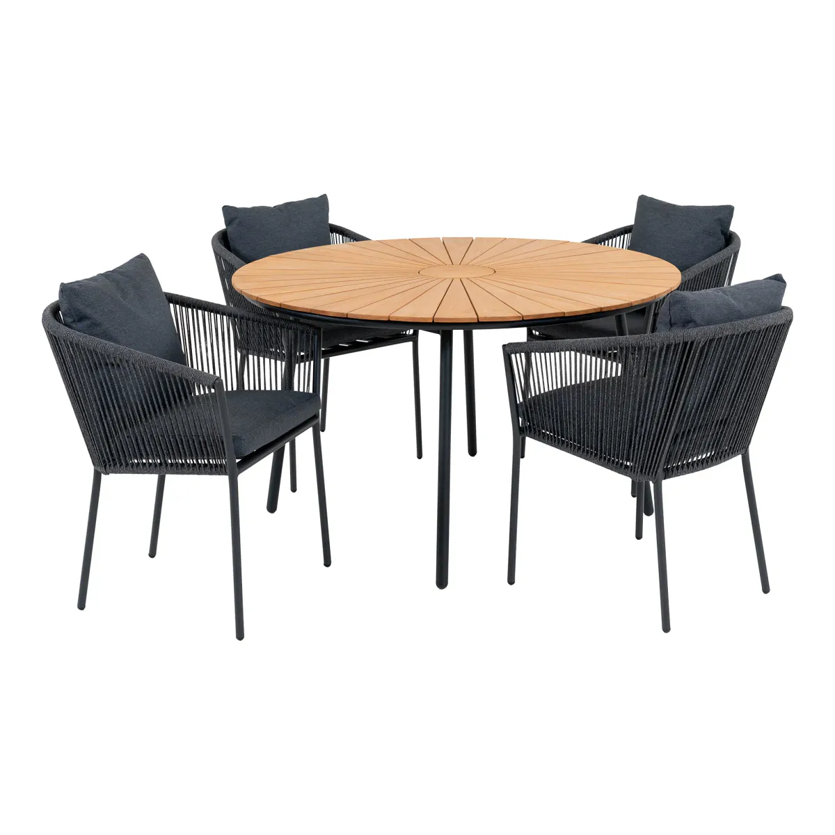 Cleveland spisegruppe (teak/aluminium) grå/sort/natur