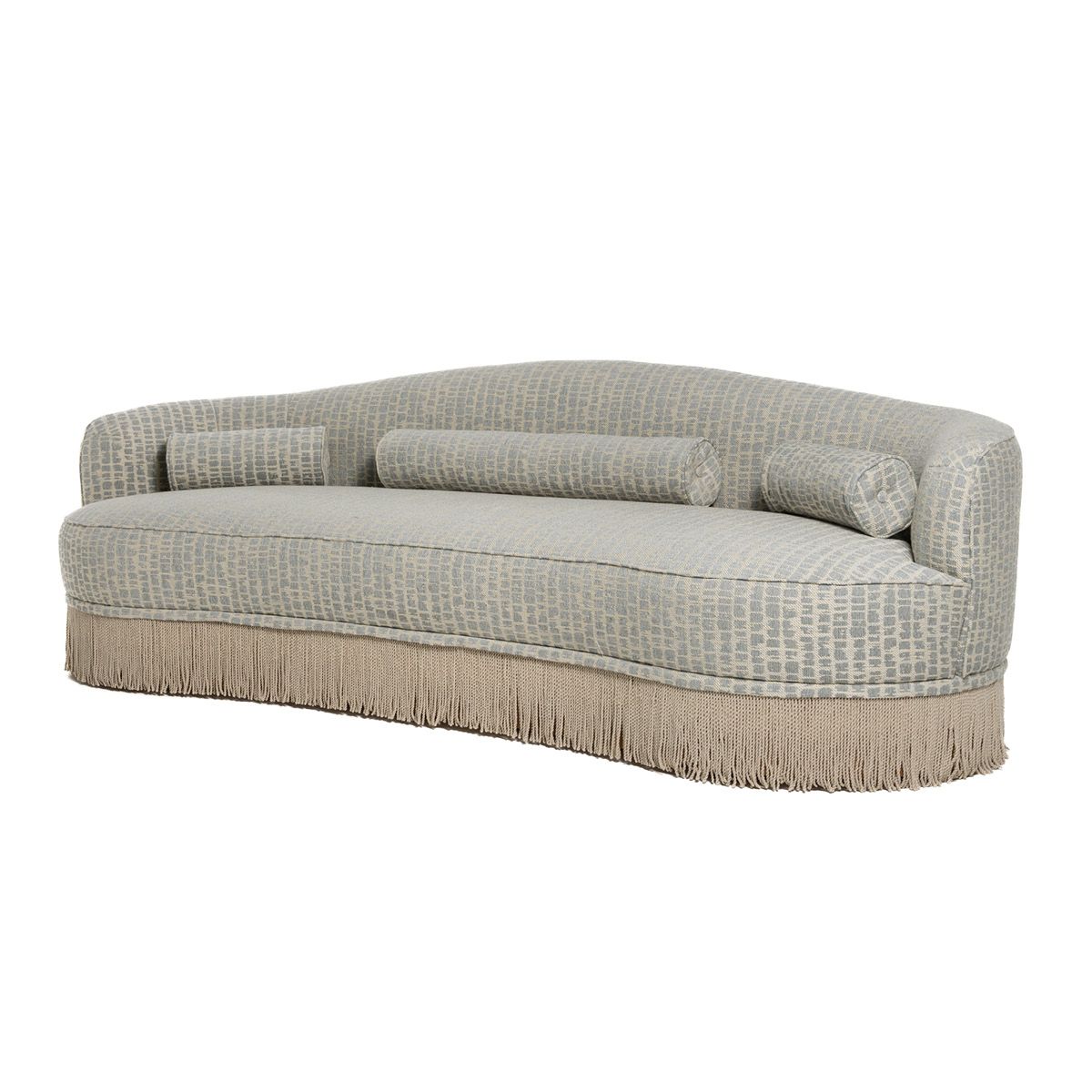 Nouvelle sofa (250x90) Curious 01 lys blå/krem - avtagbare frynser